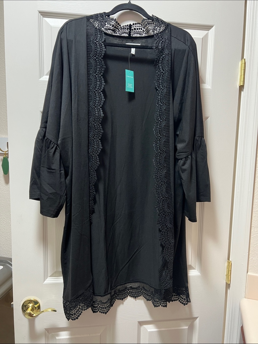 NWT Maurices Black Lace-Trim Kimono